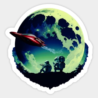 Space Pizza Delivery Sticker